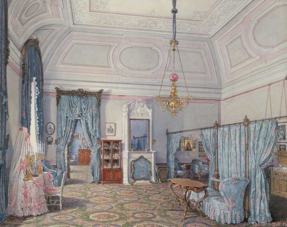 Интерьер Зимнего дворца. Спальня Великой Княжны Марии Александровны